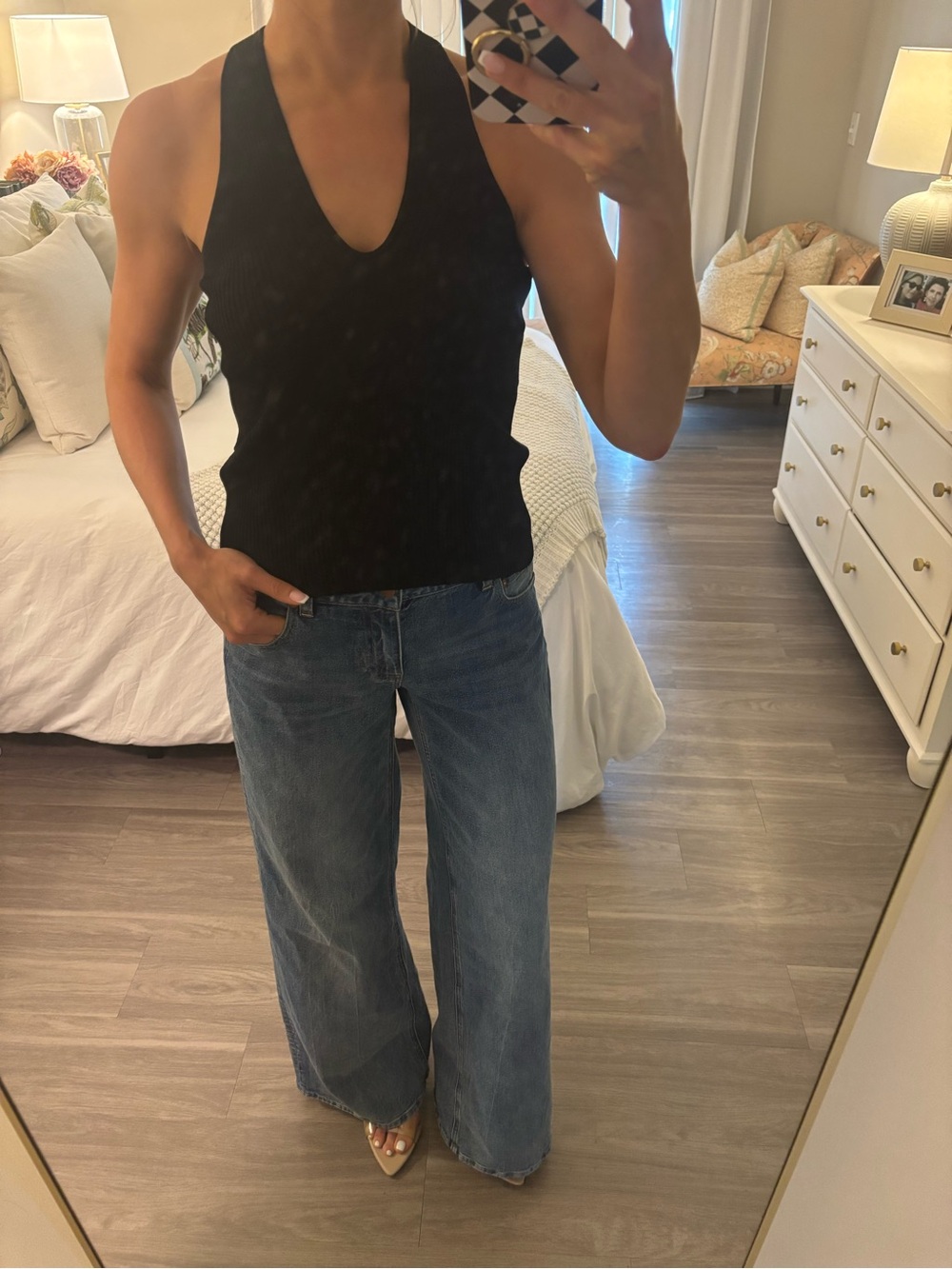 🖤 NWT INTERMIX Exclusive Ribbed Knit Crisscross Back Tank 🖤